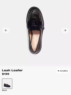 Coach Black Leather Leah Lug-Sole Loafers